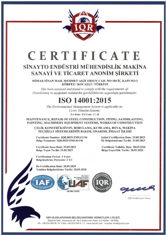 SİNAYTO Yetki Belgesi